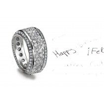 Parade of New Designs: Diamond Band Encrusted with Diamonds Wave Pattern in Center & Bead Set Diamond Borders