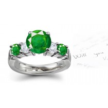 Rich Color Emeralds: Sparkling Bela U-Prong Emerald & Diamond Fashion Gold Ring Created With Most Intersting Specimens
