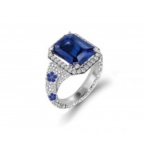 Delicate French Micro Pave Halo Rings Collection Featuring Vibrant Rainbow Colored Sapphires & Diamonds