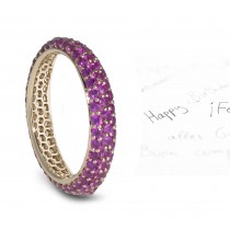pave Set Purple Sapphire Eternity Ring Catches Eye With Bold Light