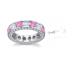 Designer Diamond Pink Sapphire Eternity Bands