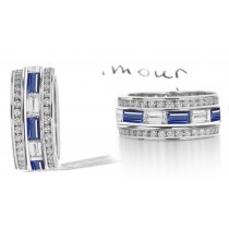 Stacked Baguette Sapphire & Diamond Eternity Anniversary Ring