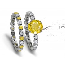 Yellow Sapphire & Diamond Engagement & Wedding Ring