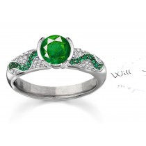 EMERALD CLUSTER RINGS:Emerald & Micropave Diamond Free Flowing Ring