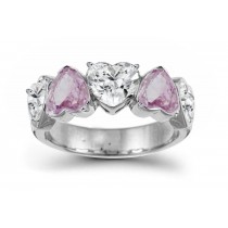 Designer Five Stone Pink Diamond Heart Ring