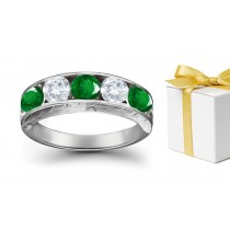 A Gem of Reconciliation: 14k Gold & Diamond Emerald Five Stone Ring