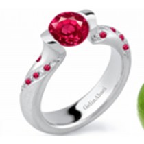 Designer Round Ruby Gemstone Diamond Tension Set Engagement Rings