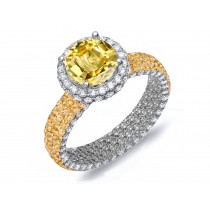 Made To Order Rings Featuring Delicate French Halo Pave Diamonds & Vivid Yellow Sapphires