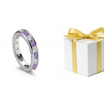 Craftsmanship: Classic Remarkable Purple Sapphires & Diamonds Eternity Ring