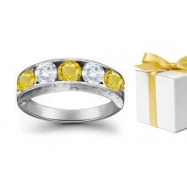 Yellow Sapphire Diamond Five Stone Rings
