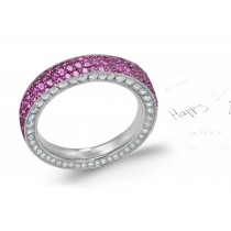 pave Set Pink Sapphire & Diamond Eternity Bands