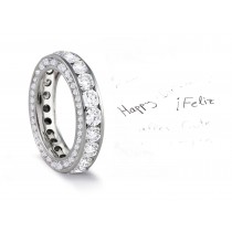 French Micro pave Halo Brilliant Cut Round Diamond Eternity Rings