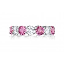 Precision Set Shared Prong Set Round Diamond & Pink Sapphire Eternity Bands