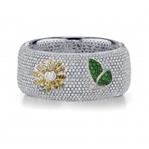 Delicate French pavee Sparkling Brilliant-Cut Round Diamonds & Vivid Multi-Colored Precious Stones Eternity Rings & Bands Featuring Butterflies, Moon & Stars