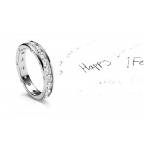 Distinctive: Round Cut Diamonds Circle The Entire Band & Sides Sprinkled with Burnish Set Diamonds