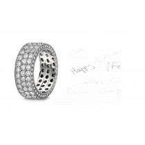 Trio Micropavee Diamond Eternity Ring in Platinum & 14k Yellow Rose Gold