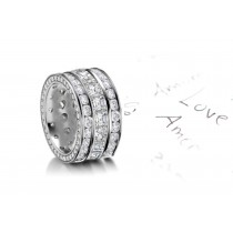 Tailor Designed Sparkler of Baguette Cut Diamonds bordered by row of Princess Cut Diamonds Engraved Sides $12,950