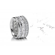 Spectacular: Stacked Trio of Round & Princess Cut Diamond Wedding Bands