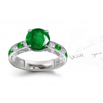 Glowing Beautiful Emeralds: A Elaborately Engraved & Milgrain Edge Christian World Created 