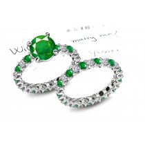 Gold & Emeralds: View A Round Emerald atop Claw Set Emerald & Diamond Ring & Birthstone Eternity Band