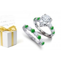 Faith, Hope, & Charity: Line of Richly Created Center Pears Featuring Diamond, Emerald & Platinum Ring & Emerald & Diamond Made in America