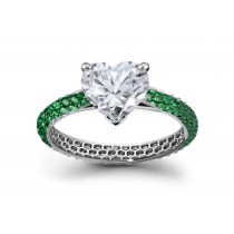 Timeless Creation: Heart Diamond & French Micropav Emerald Encrusted Ring