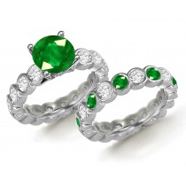 LATEST PRODUCTS: 14k Gold & Platinum Bezel Set Emerald Diamond Engagement Ring & Bezel Set Band Free Ship Return