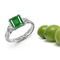 Stylistic Compositions: This Ring Features 3 Stone Trillion Diamond & Square Emerald in a Stylish Arranged Stucture