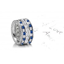 Huge Sapphire Diamond Eternity Diamond White Gold Ring