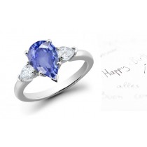 Its Ruddy Glow Lit: Three Stone Pears Sapphire & Pears Diamond Pears Ring with Soft Velvety Sheen in Light & Shade