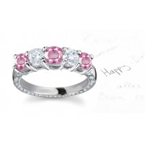 Pink Sapphire & White Diamond Anniversary Rings