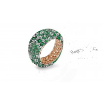 Made To Order Eternity Band Rings Featuring High Quality Diamonds & Green Emeralds