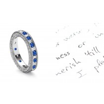 Painstakingly Crafted: Engraved Diamond & Sapphire Eternity Band