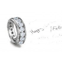 Love Signs: Twinkling Channel Set Diamonds Decorated Scrolling Motifs in 14k White Gold