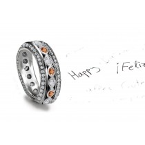 Vivacious: Sparkling Glittering Pink Orange Diamond Eternity Band