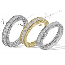 Stars Spectrum Luminosity Pinnacle Buttress Engraved Princess Cut Diamond Eternity Wedding Bands