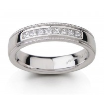 Platinum Comfort Fit Diamond Ring with Princess Cut Diamonds