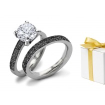 Black Diamons Diamond Engagement & Wedding Rings Set
