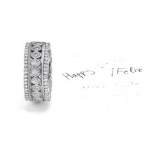Stacks of Dazzling Bands: View This Center Row of Bezel-Set & Channel Set Diamonds Embraced by Eternal Infinite Row of Diamonds