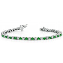 Emerald Diamond Tennis Bracelets: Platinum Round Emerald and Diamond Tennis Bracelet 