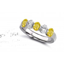 Gem of Gems: Beautiful Yellow Sapphire Diamond Five Stone Anniversary Wedding Ring