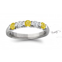 Truly Unique: Yellow Sapphire Diamond Five Stone Wedding Anniversary Ring