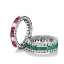 Made to Order Great Selection of Channel Set Princess Cut Round Diamonds Ruby & Emerald Eternity Rings & Bands