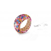 Fabulous Multi-Colored Diamonds & Precious Stones Eternity Band Rings