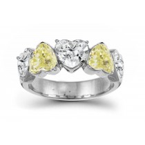 Designer Five Stone Yellow Diamond Heart Ring