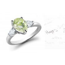 Pears Green Diamond Designer Ring