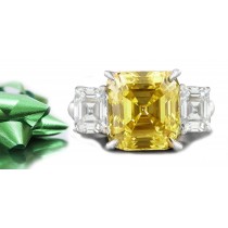 Square Yellow Sapphire with Princess-Cut Diamonds in 14k Gold Engagement Ring (5 mm)