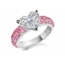 Made to Order Just For You Delicate Micro Pave Pink Sapphires Diamonds & Heart Diamond Ring