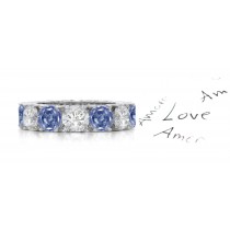 New Blue Diamond Stackable Eternity Bands in Platinum & 14k Gold