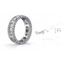 Utter Brilliance: Diamond Band Channel Set with Princess Cut Diamonds & Side Diamond Halo in Gold